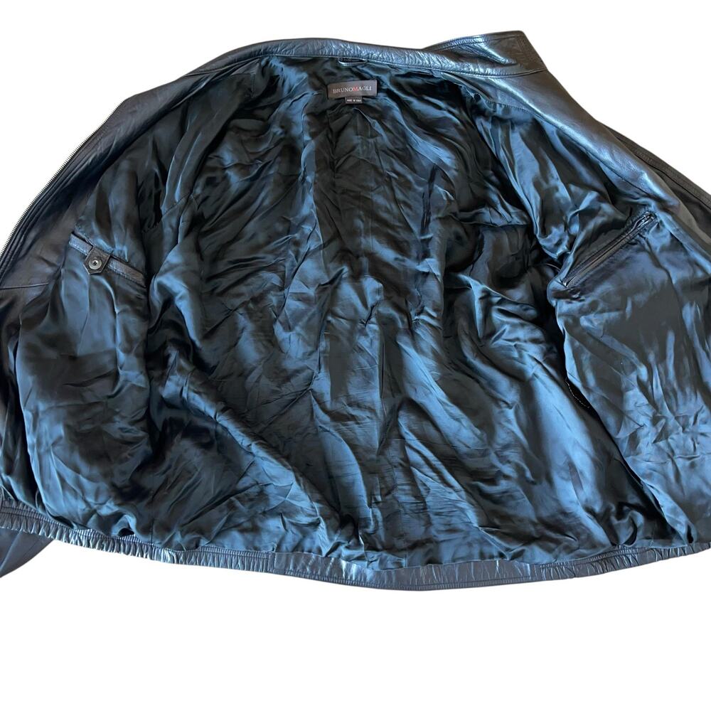 Bruno Magli Leather Bomber Jacket - Picture 4 of 11